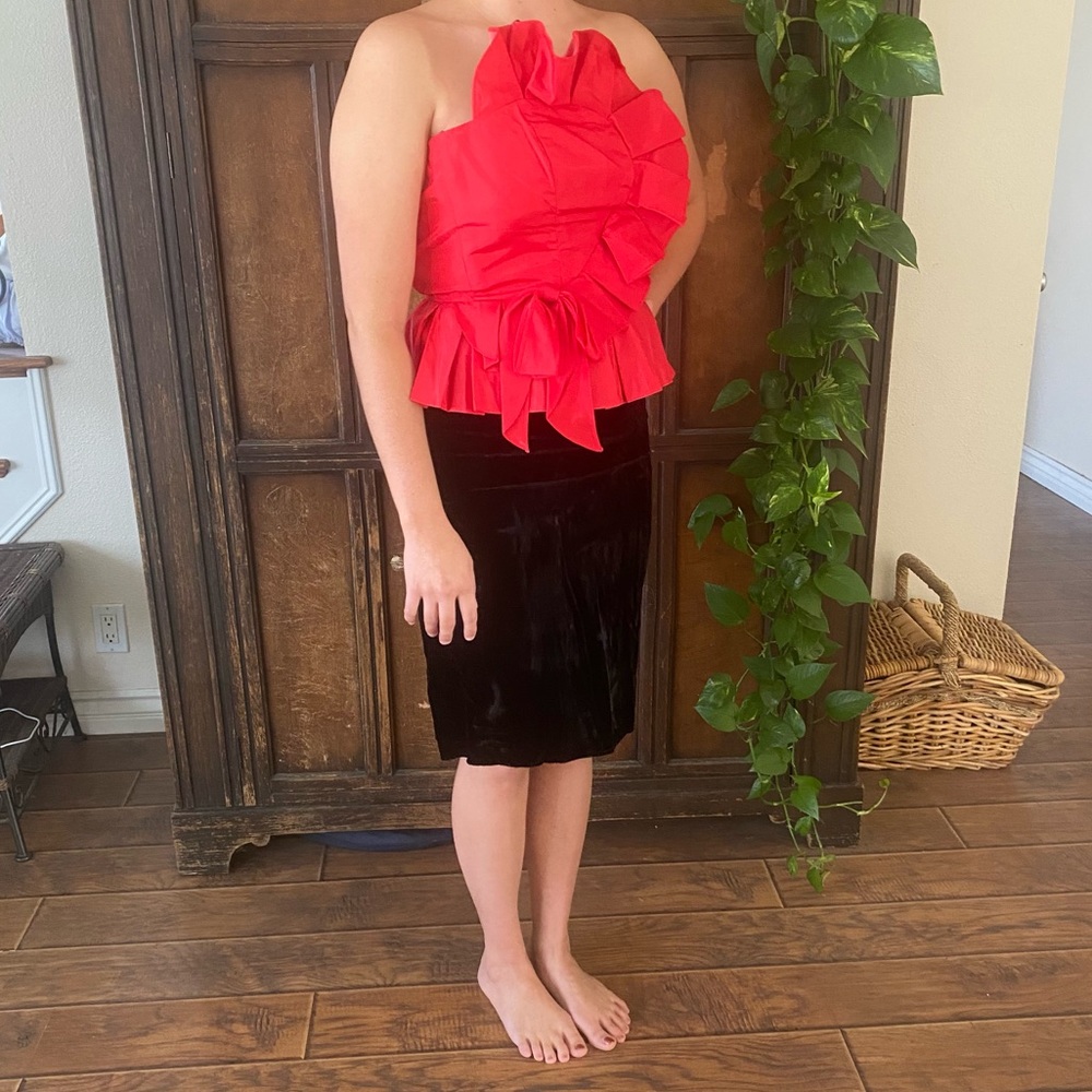 Vintage red and black velvet cocktail dress - Picture 12 of 16